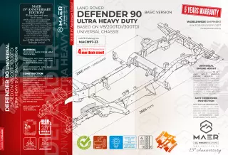 Land Rover DEFENDER 90 UNIVERSAL based on V8/200TDi/300TDi galvanised chassis ULTRA HEAVY DUTY - BASIC