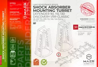 Land Rover DEFENDER 90, 110, 130  DISCOVERY I/RRC V8, 200 TDi, 300 TDi, Td5, Td4 Puma GALVANISED SHOCK ABSORBER
MOUNTING TURRET set