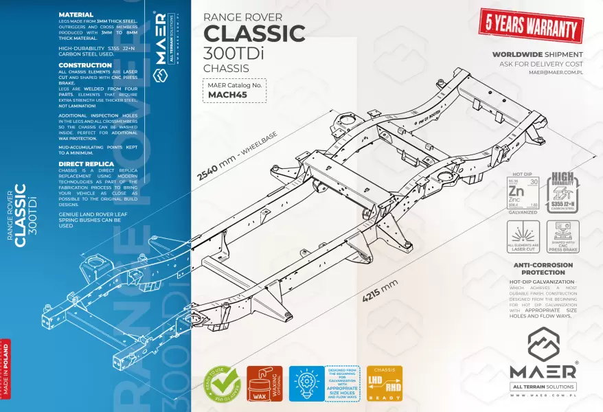 Range Rover Classic 300TDi galvanised chassis