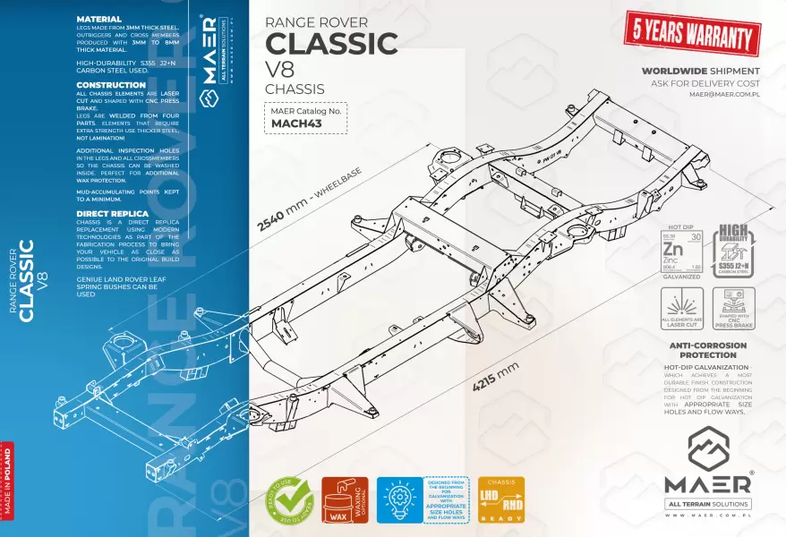 Range Rover Classic V8 galvanised chassis
